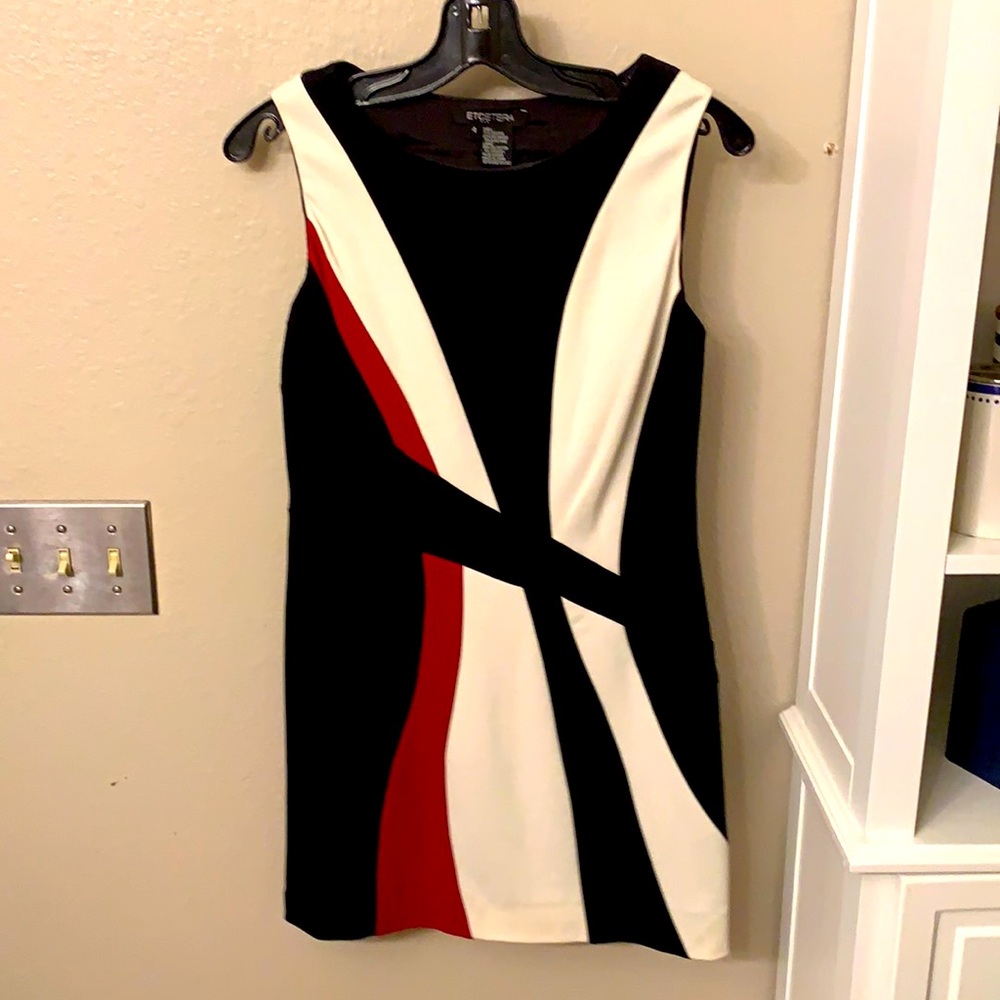 Black, pink and white mini dress